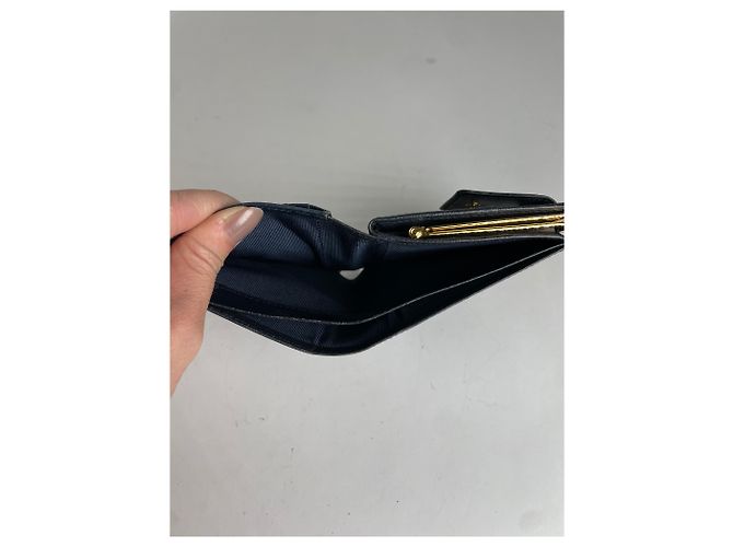 Vintage Givenchy 4G Logo Grained Leather Bifold Wallet Late 1970s Navy Navy blue - view 5