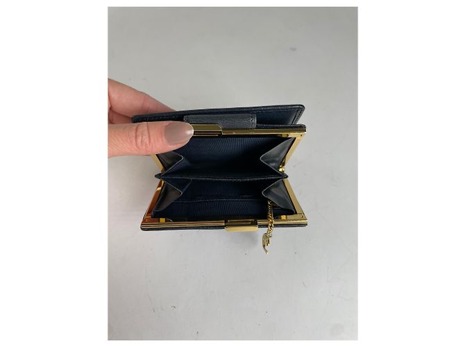 Vintage Givenchy 4G Logo Grained Leather Bifold Wallet Late 1970s Navy Navy blue - view 6