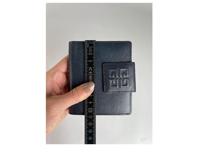 Vintage Givenchy 4G Logo Grained Leather Bifold Wallet Late 1970s Navy Navy blue - view 7