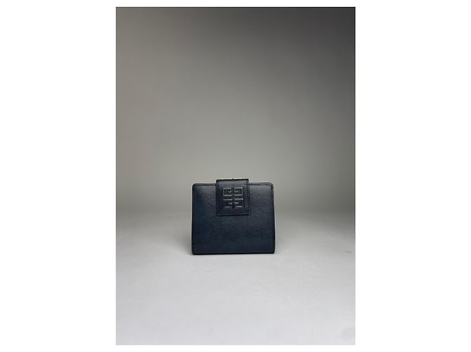 Vintage Givenchy 4G Logo Grained Leather Bifold Wallet Late 1970s Navy Navy blue - view 9