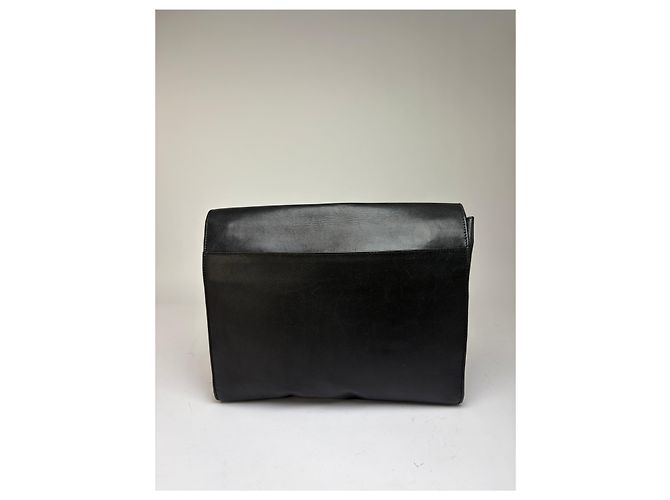 Céline Vintage Celine Triomphe Leder-Klappclutch c. 1992 Schwarz - Ansicht 3