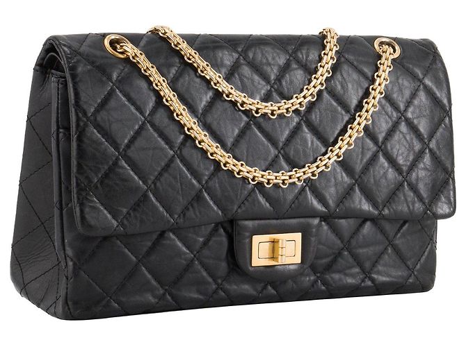 CHANEL - Borsa a tracolla 2.55 Large Chanel in pelle stropicciata nera Nero - vista 2