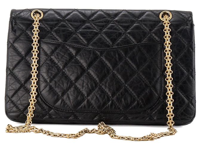 CHANEL - Borsa a tracolla 2.55 Large Chanel in pelle stropicciata nera Nero - vista 3