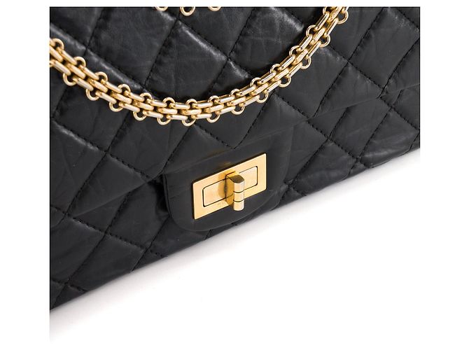 CHANEL - Borsa a tracolla 2.55 Large Chanel in pelle stropicciata nera Nero - vista 5