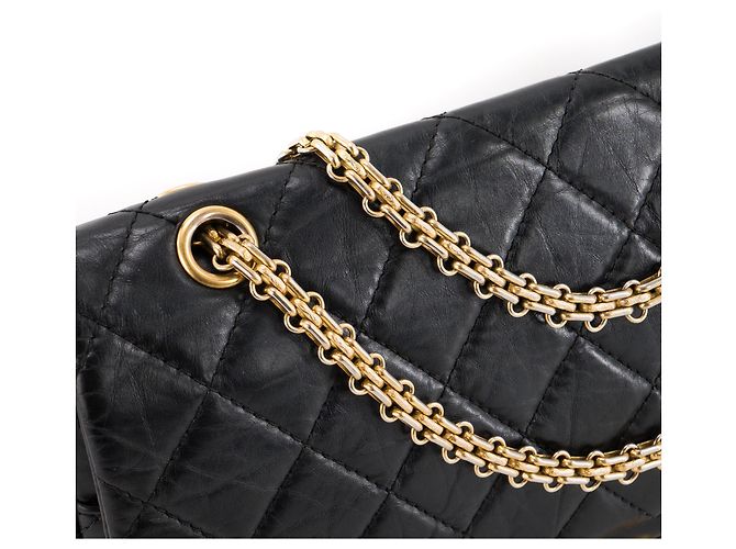CHANEL - Borsa a tracolla 2.55 Large Chanel in pelle stropicciata nera Nero - vista 6