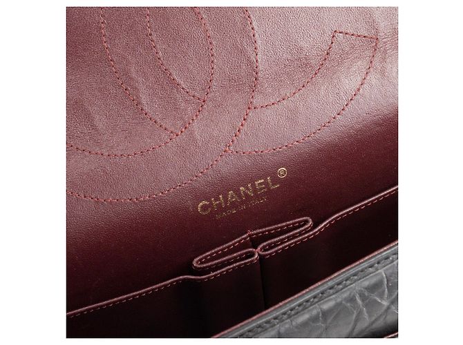 CHANEL - Borsa a tracolla 2.55 Large Chanel in pelle stropicciata nera Nero - vista 9