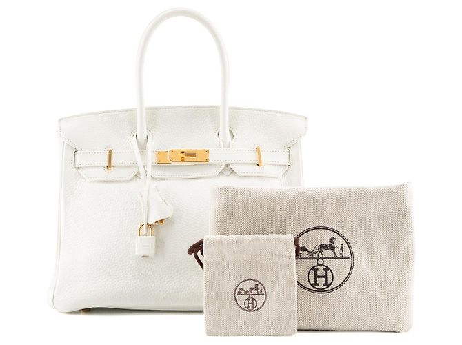 HERMÈS - Borsa a mano Hermès Birkin 30 in pelle togo bianca Bianco - vista 10