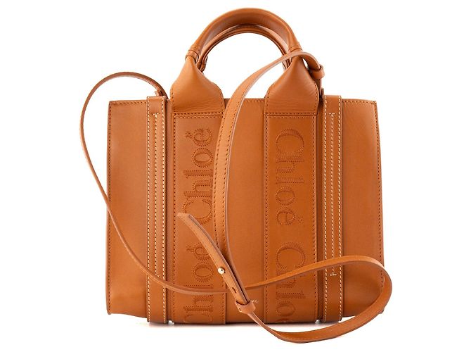 CHLOÉ - Borsa a tracolla Woody Small Chloé in pelle liscia camel Cammello - vista 3