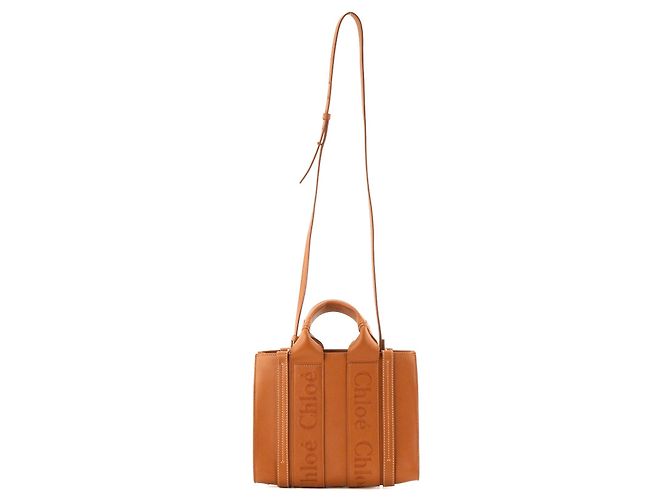 CHLOÉ - Borsa a tracolla Woody Small Chloé in pelle liscia camel Cammello - vista 5