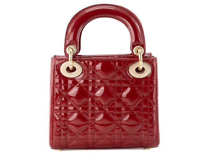 DIOR - Borsa a tracolla Mini Lady Dior in pelle cannage verniciata rossa Rosso - vista 3
