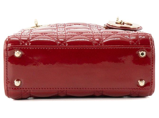 DIOR - Borsa a tracolla Mini Lady Dior in pelle cannage verniciata rossa Rosso - vista 4
