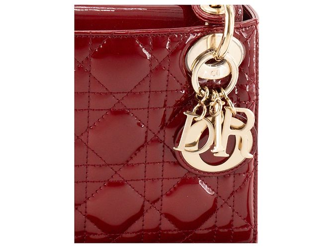 DIOR - Borsa a tracolla Mini Lady Dior in pelle cannage verniciata rossa Rosso - vista 5