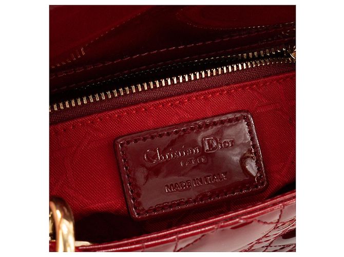 DIOR - Borsa a tracolla Mini Lady Dior in pelle cannage verniciata rossa Rosso - vista 7