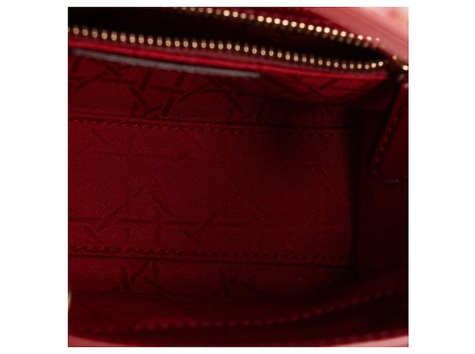 DIOR - Borsa a tracolla Mini Lady Dior in pelle cannage verniciata rossa Rosso - vista 8