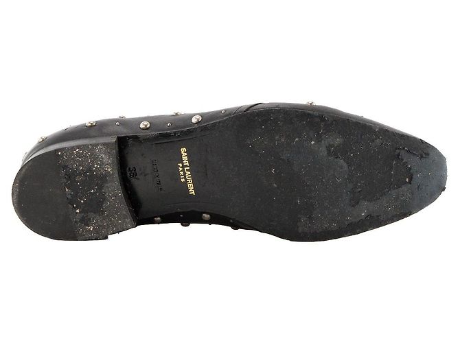 Autre Marque SAINT LAURENT - Derbies Saint Laurent in pelle liscia nera e stud argentati (T38) Nero - vista 3
