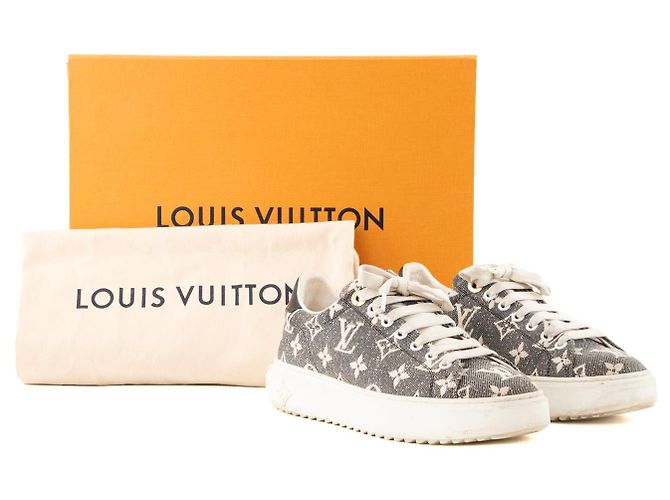 LOUIS VUITTON - Sneakers Time Out Louis Vuitton in denim monogrammato grigio e beige (T37) - vista 10
