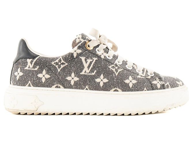 LOUIS VUITTON - Sneakers Time Out Louis Vuitton in denim monogrammato grigio e beige (T37) - vista 2