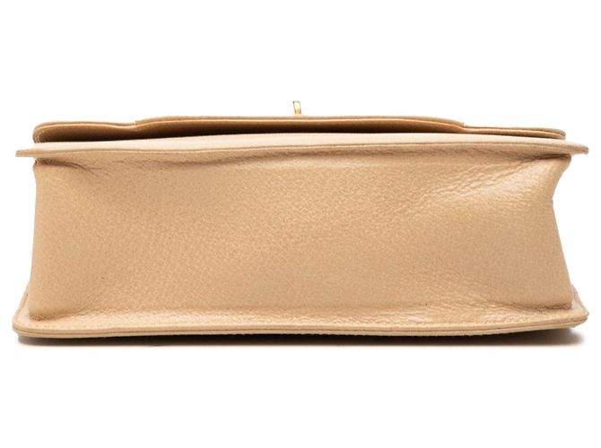 Bamboo Bolsa Satchel Gucci em couro de bezerro bege com fecho de rotação e alça de bambu - vista 3