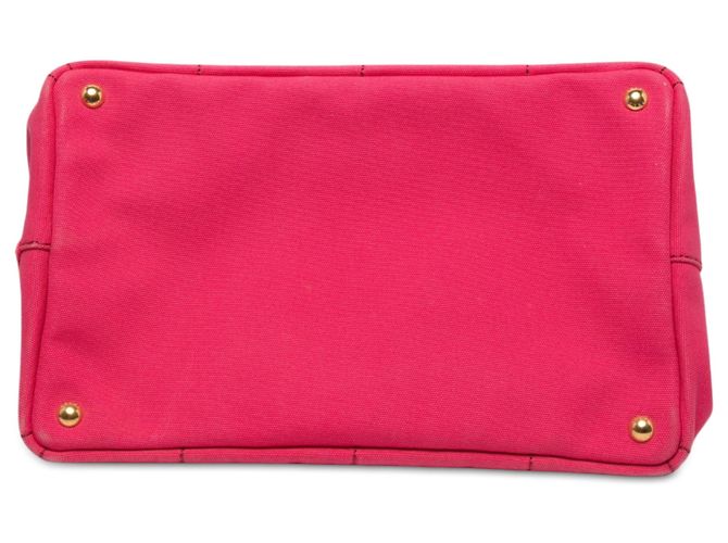 Borsa Tote Satchel Prada Canvas Canapa Logo Rosa - vista 3