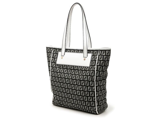 Borsa Tote Fendi Zucchino Canvas Nera Nero - vista 2
