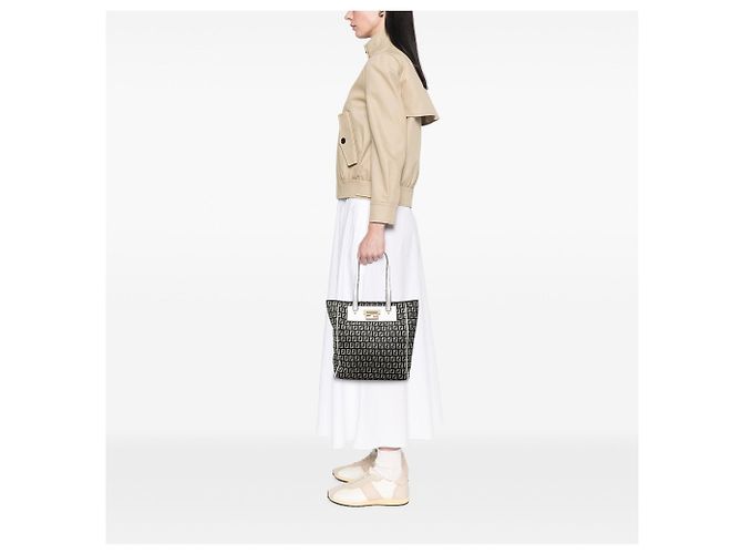 Borsa Tote Fendi Zucchino Canvas Nera Nero - vista 6