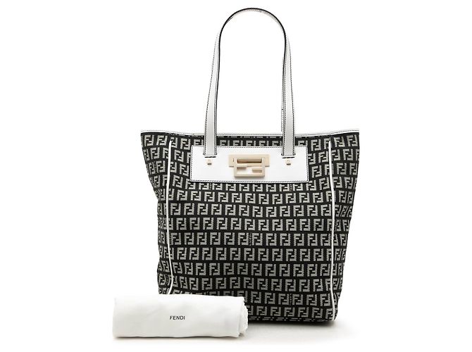 Borsa Tote Fendi Zucchino Canvas Nera Nero - vista 7