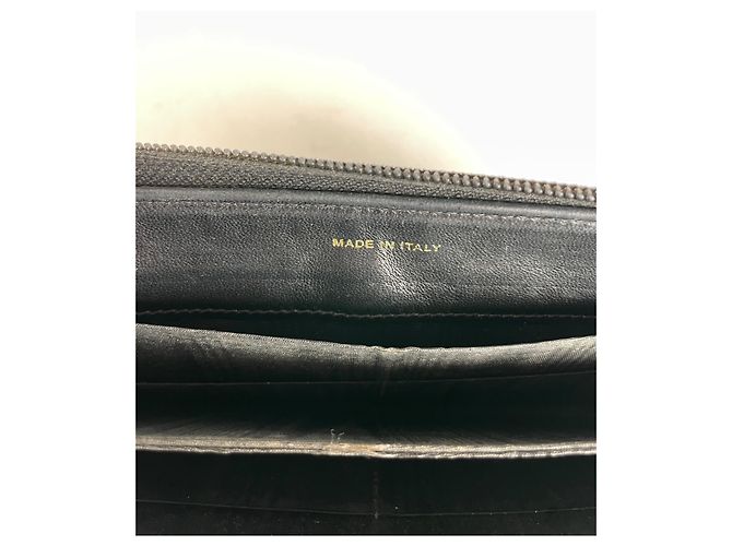 Vintage Chanel Pebbled Leather Zip Wallet Black Silver - view 5