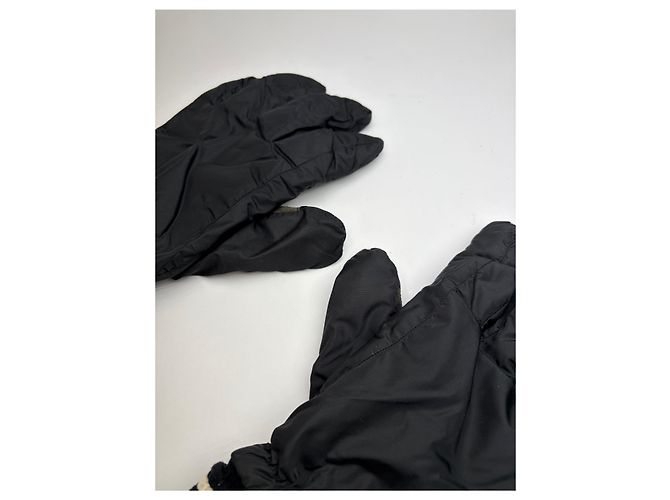 Guanti Vintage Prada in Nylon e Pelle Fine anni '90 Nero Crema - vista 5