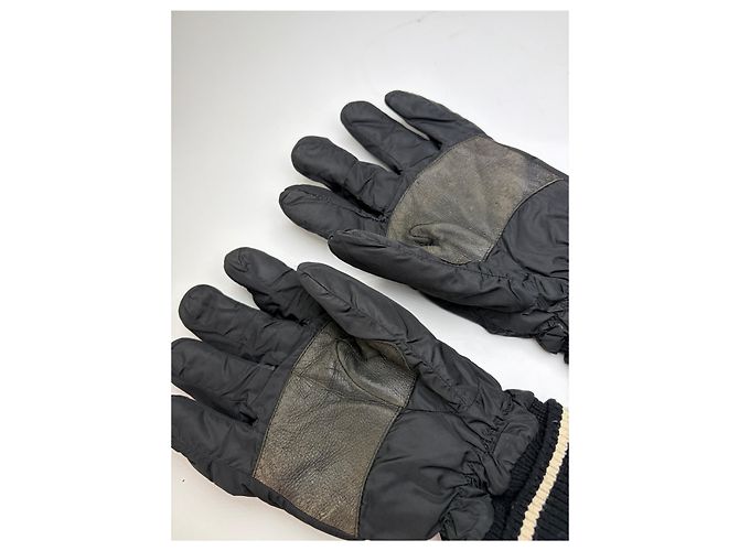 Guanti Vintage Prada in Nylon e Pelle Fine anni '90 Nero Crema - vista 8
