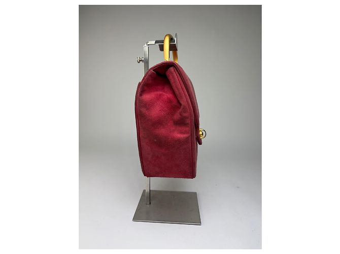 Bolsa vintage Givenchy estruturada de alça de mão Burgundy Gold Bordeaux - vista 7