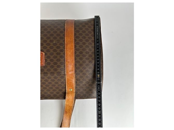 Céline Vintage Celine Macadam Canvas Schultertasche c. 1997 Brown Braun - Ansicht 10