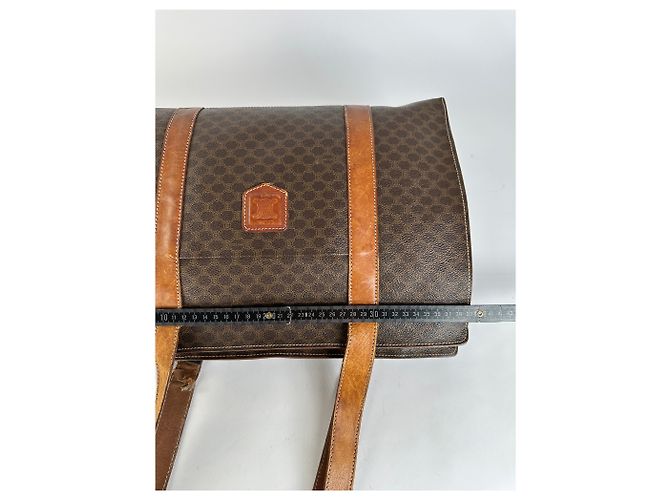 Céline Vintage Celine Macadam Canvas Schultertasche c. 1997 Brown Braun - Ansicht 11