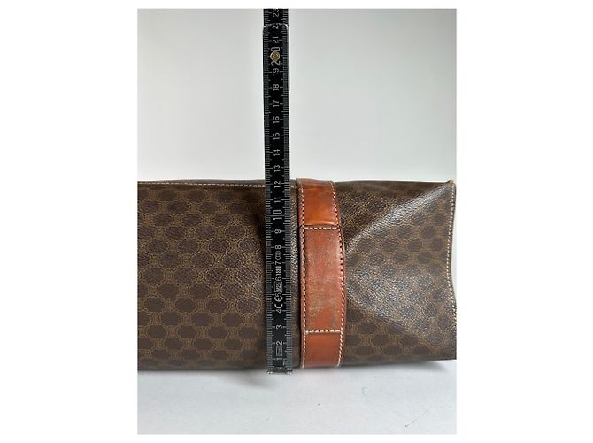 Céline Vintage Celine Macadam Canvas Schultertasche c. 1997 Brown Braun - Ansicht 13