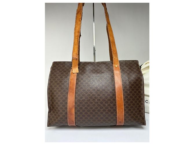 Céline Vintage Celine Macadam Canvas Schultertasche c. 1997 Brown Braun - Ansicht 14