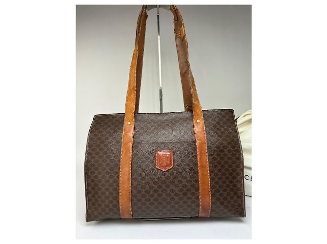 Céline Vintage Celine Macadam Canvas Schultertasche c. 1997 Brown Braun - Ansicht 3