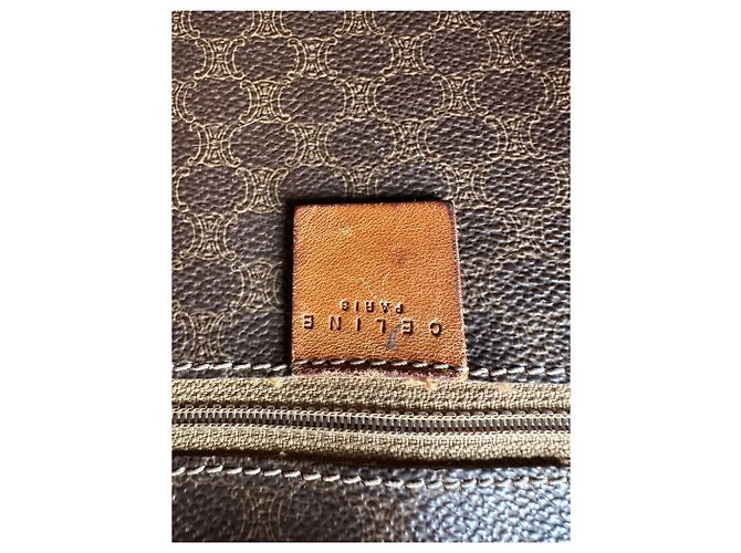Céline Vintage Celine Macadam Canvas Schultertasche c. 1997 Brown Braun - Ansicht 6
