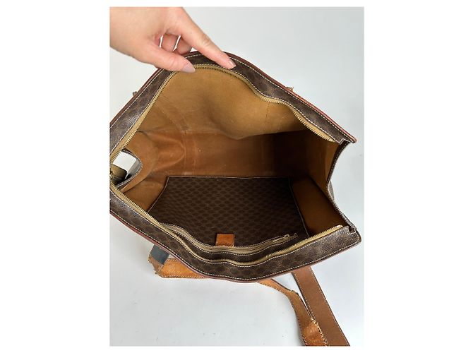 Céline Vintage Celine Macadam Canvas Schultertasche c. 1997 Brown Braun - Ansicht 7