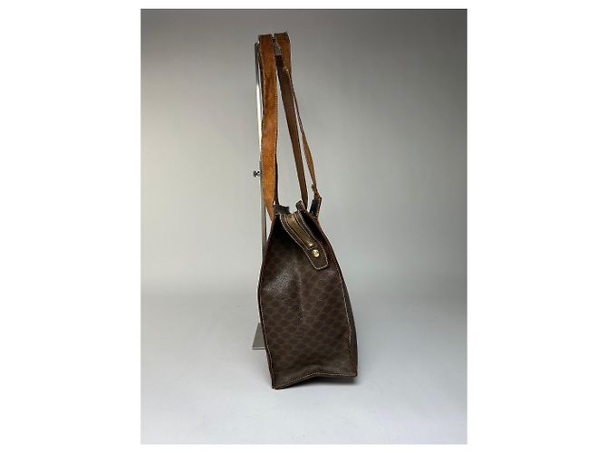 Céline Vintage Celine Macadam Canvas Schultertasche c. 1997 Brown Braun - Ansicht 8