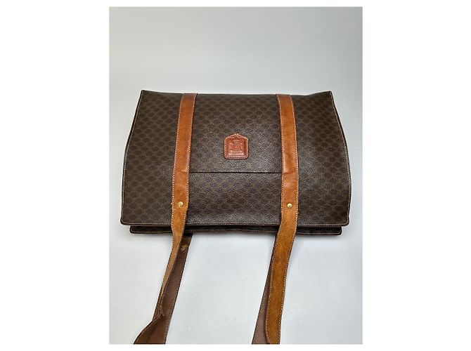 Céline Vintage Celine Macadam Canvas Schultertasche c. 1997 Brown Braun - Ansicht 9