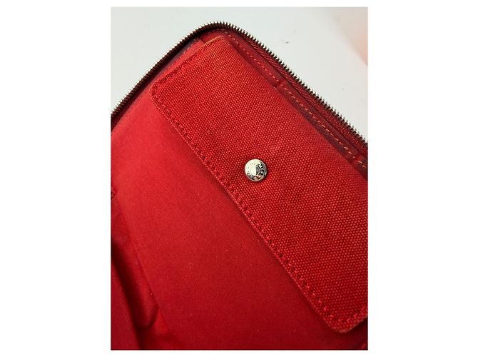 Vintage Hermès Canvas Zip Wallet Red Silver - view 4