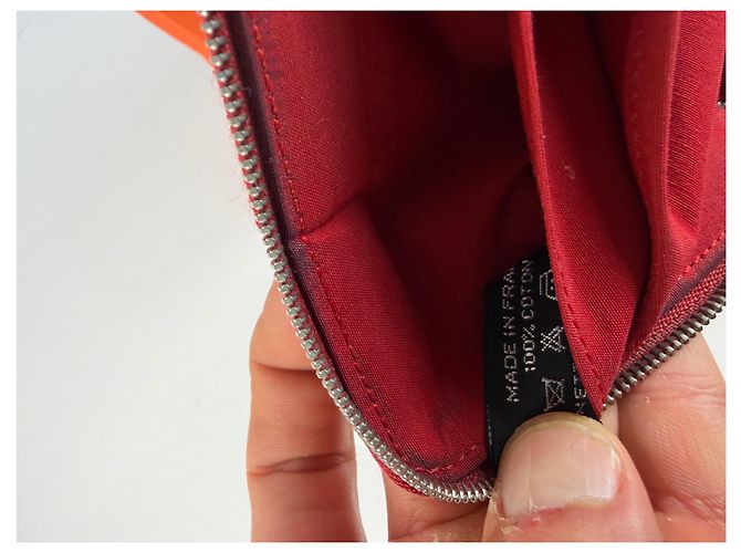 Vintage Hermès Canvas Zip Wallet Red Silver - view 8
