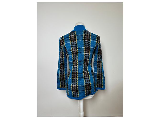 Vintage Yves Saint Laurent Karierter Rollkragenpullover Blau M - Ansicht 13