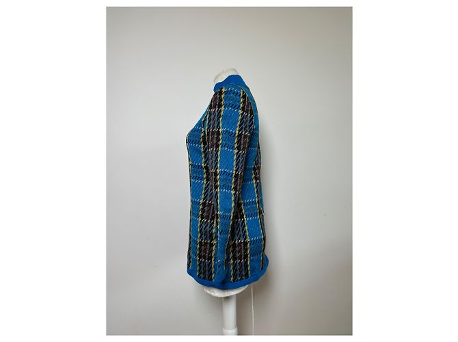 Vintage Yves Saint Laurent Karierter Rollkragenpullover Blau M - Ansicht 2