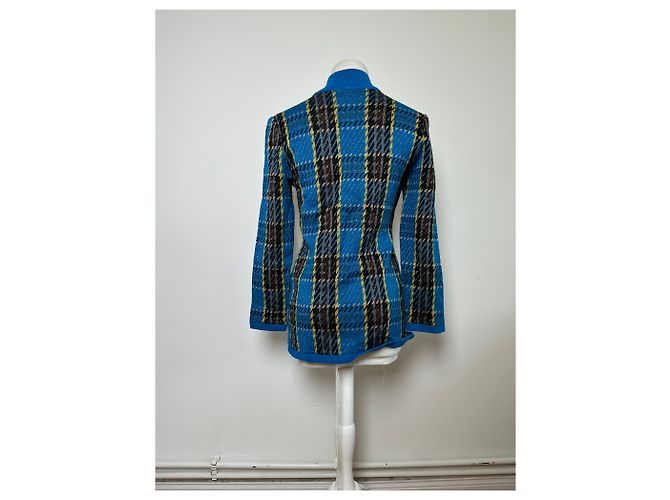 Vintage Yves Saint Laurent Karierter Rollkragenpullover Blau M - Ansicht 3