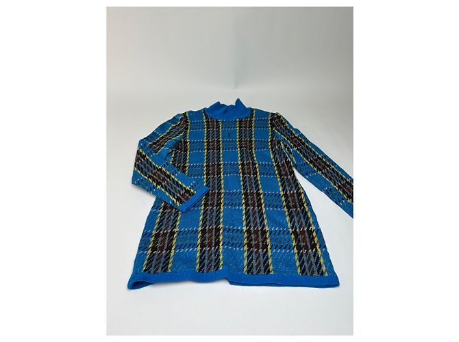 Vintage Yves Saint Laurent Karierter Rollkragenpullover Blau M - Ansicht 4