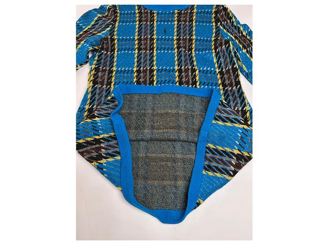 Vintage Yves Saint Laurent Karierter Rollkragenpullover Blau M - Ansicht 9