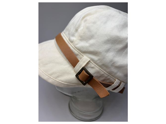 Vintage Chloé Canvas Hut Creme mit braunem Lederband 57.5 Beige - Ansicht 7