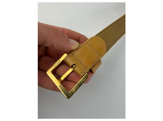 Vintage Loewe Leder-Verstellbarer Gürtel Ende der 1990er Beige Yellow - Ansicht 3
