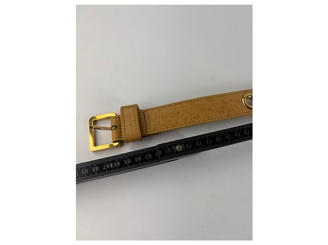 Vintage Loewe Leder-Verstellbarer Gürtel Ende der 1990er Beige Yellow - Ansicht 8