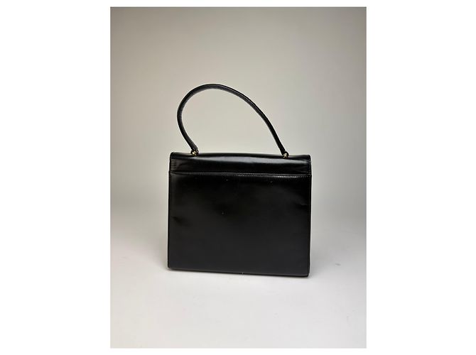 Vintage Givenchy 4G Logo Strukturierte Handtasche mit Henkel Späte 1970s Black Schwarz - Ansicht 10